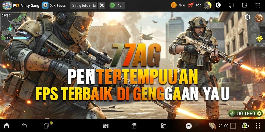 Screenshot gameplay 77AG dengan aksi tembak-menembak yang intens.