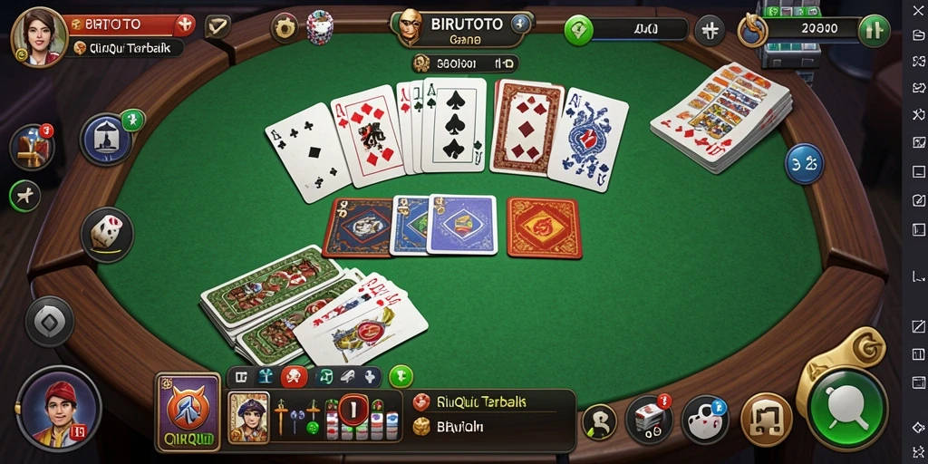 Screenshot gameplay intens BIRUTOTO dengan kartu QiuQiu.
