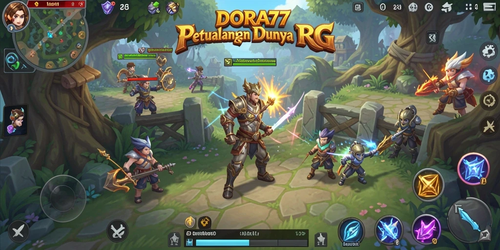 Tangkapan layar utama DORA77 yang menampilkan aksi mendebarkan dalam RPG.