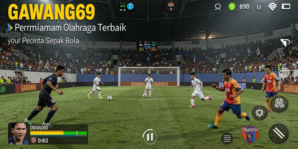 Tangkapan layar utama GAWANG69 menunjukkan pengalam permainan sepak bola yang seru.
