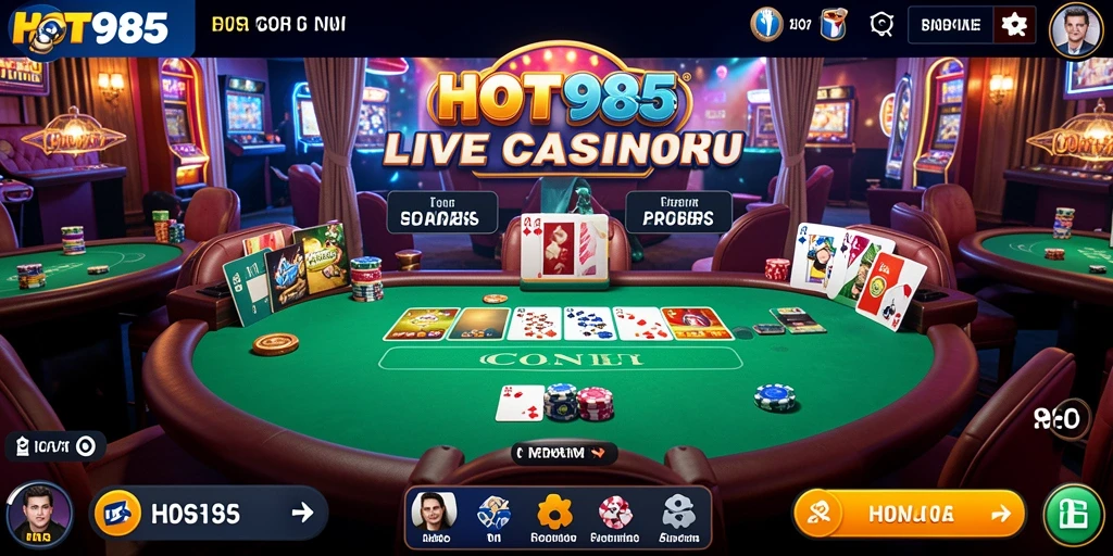 Screenshot gameplay Live Casino HOT985 menampilkan dealer langsung yang profesional.
