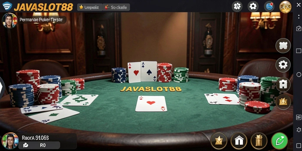 Screenshot gameplay JAVASLOT88 menampilkan aksi poker yang seru dan mendebarkan.