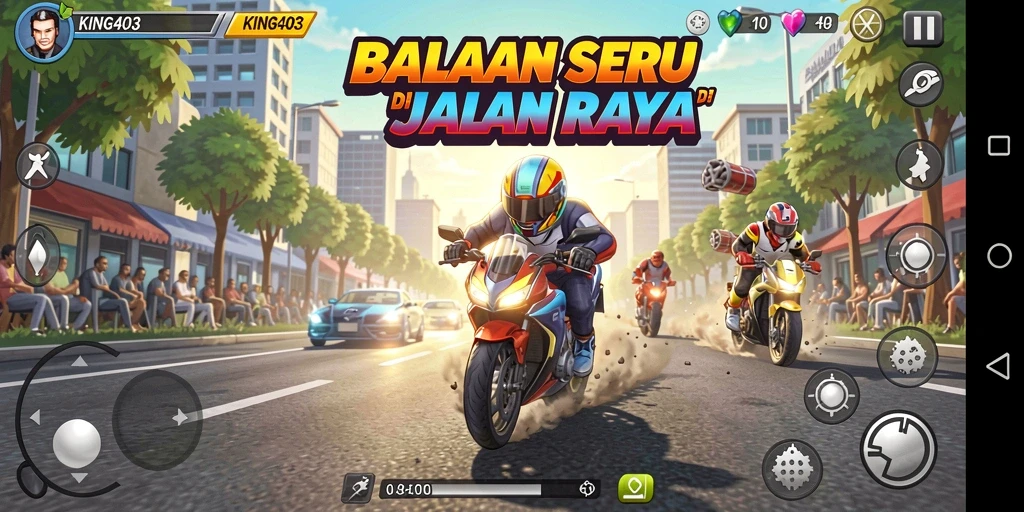 Tampilan menarik dari gameplay balapan di KING403 dengan mobil cepat.