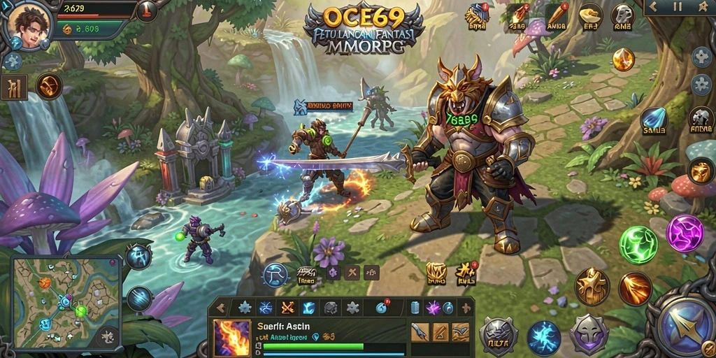 Screenshot utama OCE69 yang menampilkan aksi petualangan MMORPG yang menakjubkan.