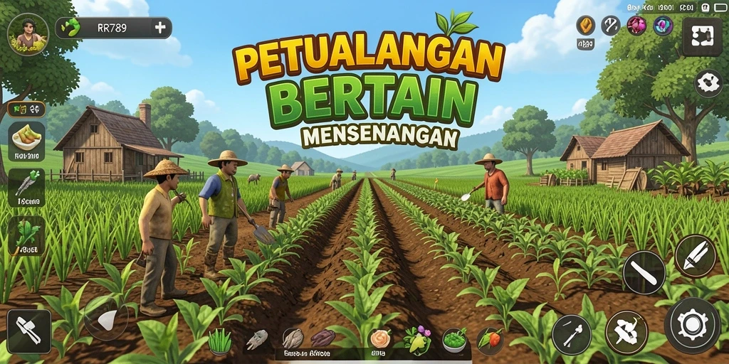 Tampilan gameplay RR789 menampilkan aktivitas bertani yang seru dan menyenangkan.