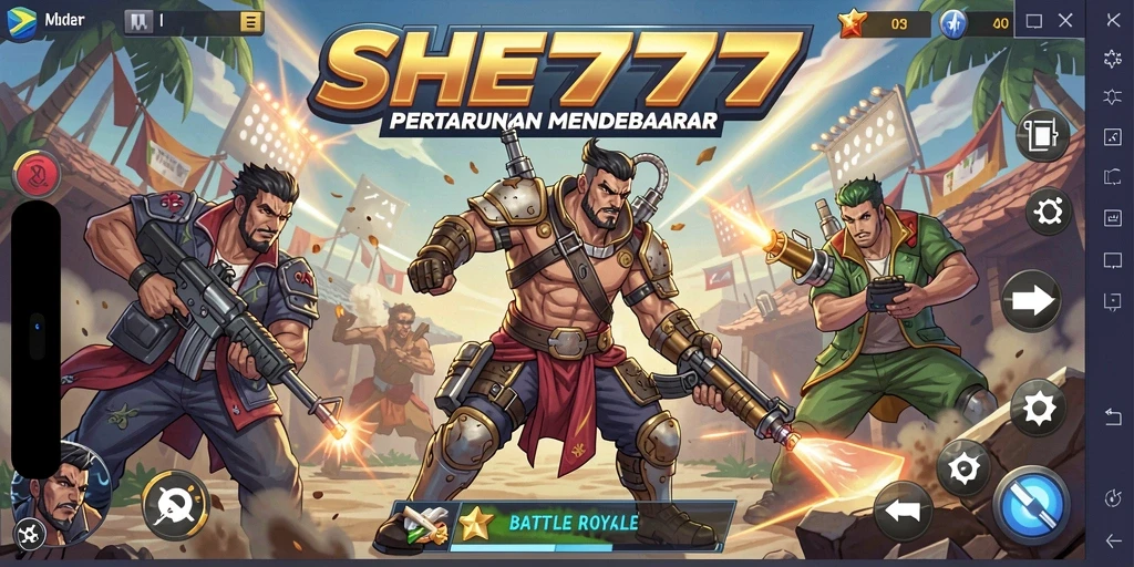 Tangkapan layar utama dari gameplay Battle Royale yang mendebarkan.