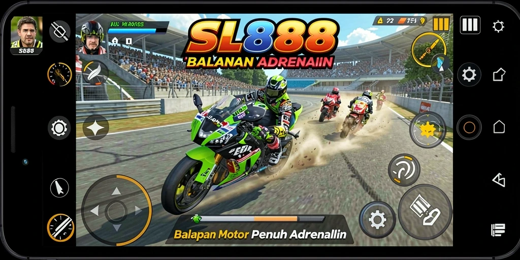 Gameplay seru dari SL888 dalam balapan motor.