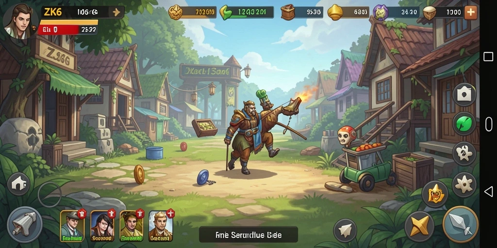 Screenshot ZK6 menampilkan gameplay Idle yang menarik dan karakter yang sedang beraksi.